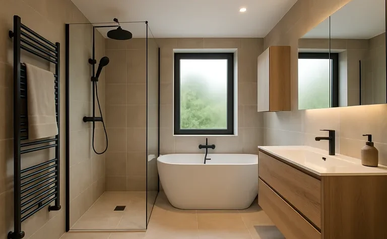 Slimme indeling en luxe afwerking voor een middelgrote badkamer vol rust en ruimte