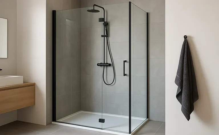 Creëer een ruime, moderne douche met een glazen deur en zijwand op maat