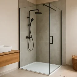 Stijlvol en praktisch douchen met een glazen douchewand met deur voor meer ruimte en warmte
