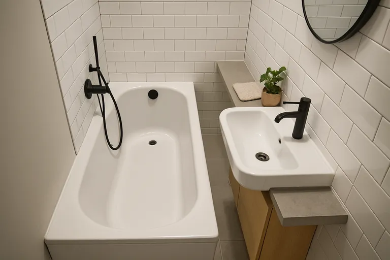 Typen smalle baden en materialen
